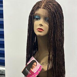 Long Brown Braided Lace Front Wig - Natural Brown
